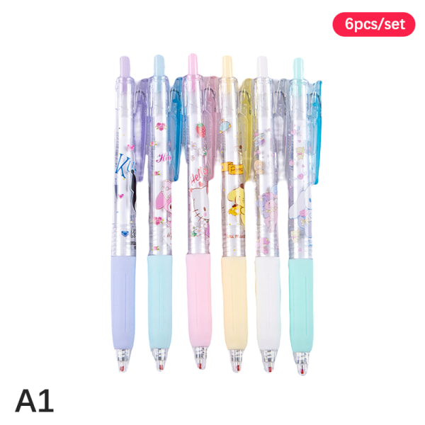 6 Stk Gel Pen Anime Students Skrivesaker 0,5 MM Gel Pen Kvalitet