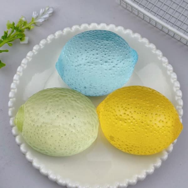 1 st citronformade stressbollar mjuk textur 3 färger för barn B