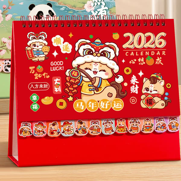 Stil 2026 Hest Panda Bordkalender Spiralindbinding Hesteår C A6