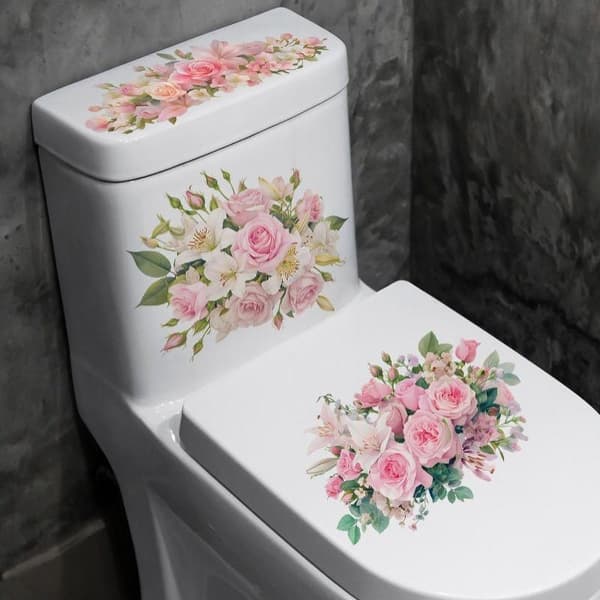 Kukka WC-istuimen tarra Itseliimautuva WC DIY Irrotettava E