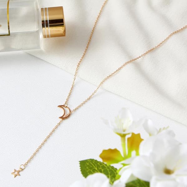Ny Enkel Måne Stjerne Vedhæng Choker Halskæde Collares Til Kvinder A1
