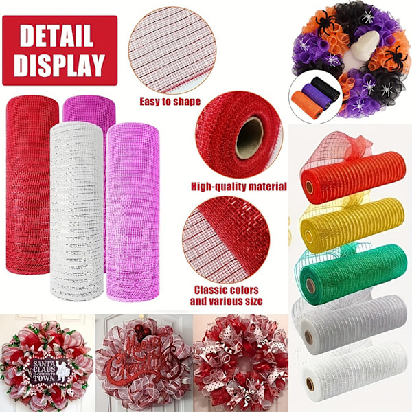 Julklappsbands Dekoration Metallisk Höst Mesh Metallfolie Whi A