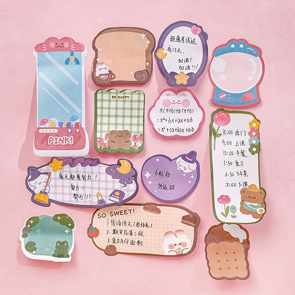 Kawaii tegneserie jordbærbjørn Sticky Notes Memo Pad e Message A2