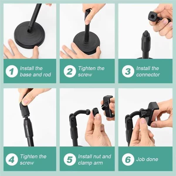 Justerbart skrivebordstelefonstativ 360 rotasjon sklisikker base Lifta Black