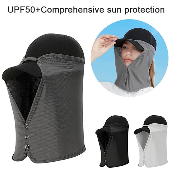 Snabbtorkande cap Face Neck Cap UV-skydd Black