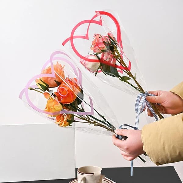 Transparenta rosförpackningspåsar Blomsterbukett Plastpåse Bukett Purple