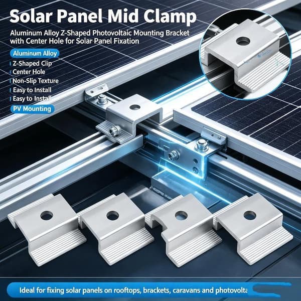 4/12 stk. solcellepanel midtklemmer fotovoltaisk panelbrakett PV Pa 4PCS
