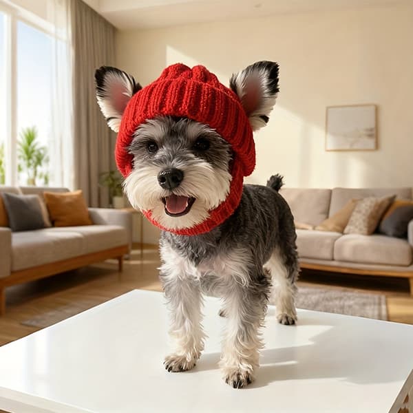 Hue Hyggelig Blød Strik Med Øreklap Til Små Hunde Vinter I A1
