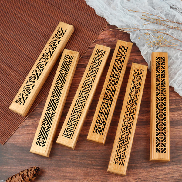 Bambu puinen suitsukepuikkoteline Polttava Joss Insence Box Bur