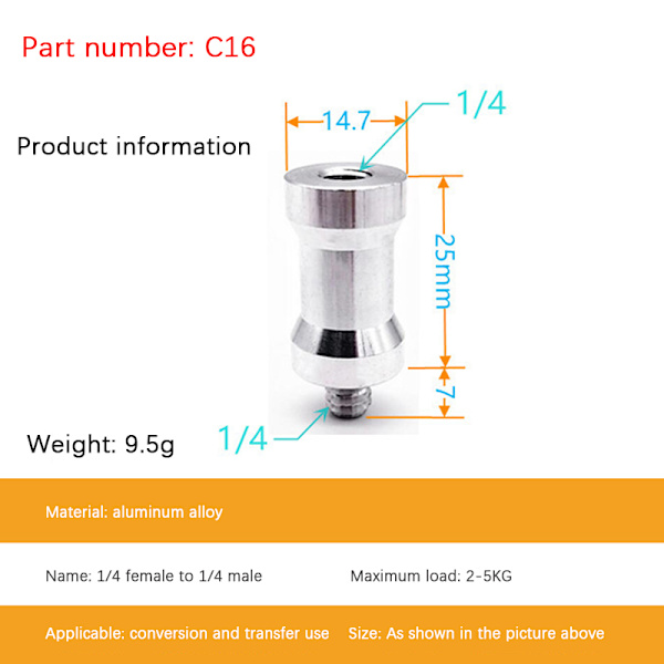 Konverteringsskrue 1/4 til 3/8 skrue Flash Stand Tripod Screw Adap C
