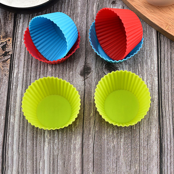 5 stk runde silikonformer til muffins, cupcakes, kaker og egg 5Pcs-Random Color