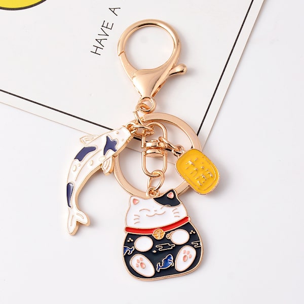 Fortune Cat avaimenperät Koi Fish Riipus avaimenperä Lovely Key Rin Black
