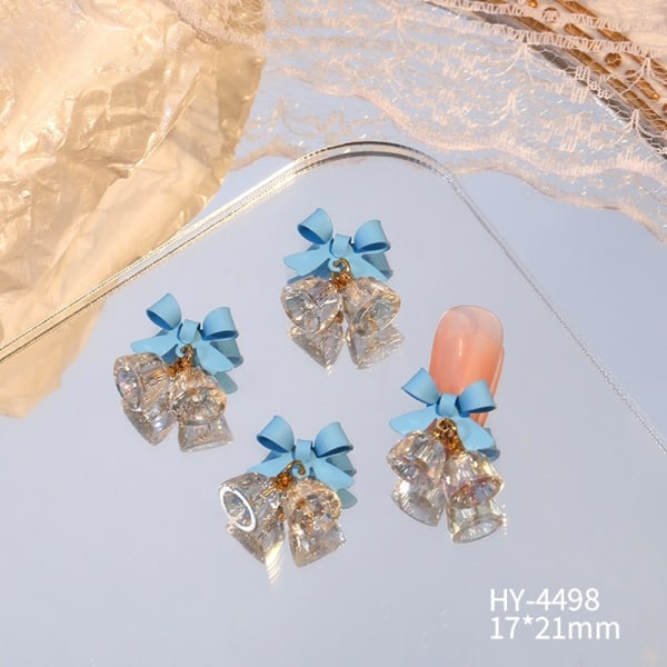 1Pc DIY Nail Art Charm 3D Crystal Bell Sød butterfly neglebor Blue