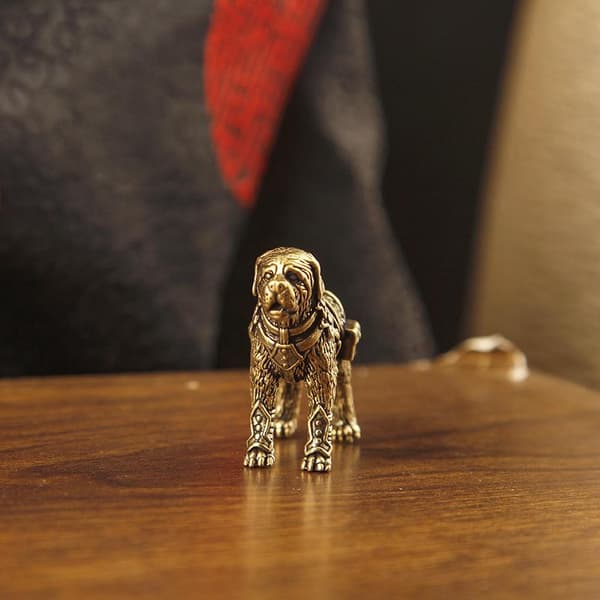 Labrador Retriever Minifigurer Messing Valpestatue Skrivebord Or