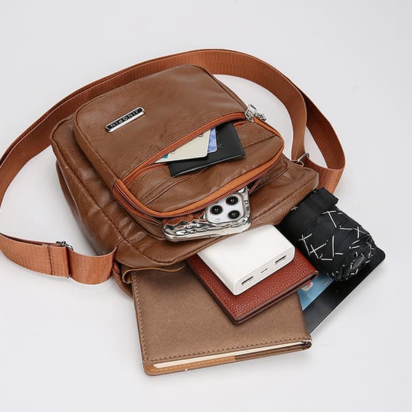 Herr Messenger Bag Mode Business Läder Väskor Herr Äkta L 8