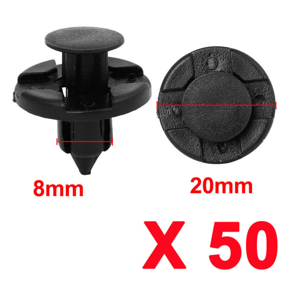 50 stk/sæt 8mm hul plastnitter Fastener Push Clips