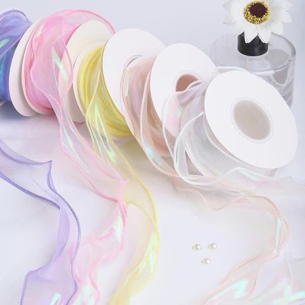 10 Yards Fishtail Organza Bånd 4 cm Reflekterende Iriserende Bølget A22