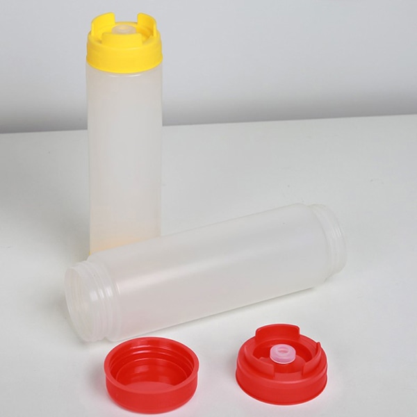 Plastsauceflasker Dobbelthovedflasker Tomatdispenser Stor Yellow 16oz480ML