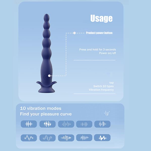 Manlig prostatamassage analplugg vibrator 10 vibrationer silikon Blue