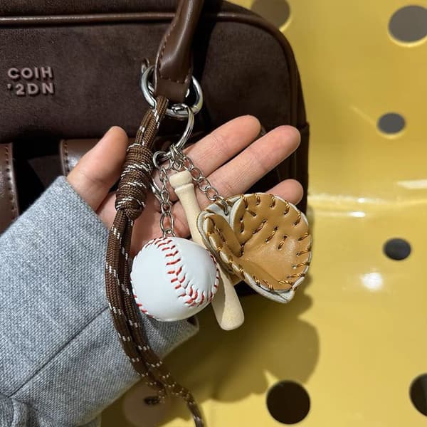 Mini Baseballhandske Træ Bat Nøglering Dametaske Tilbehør