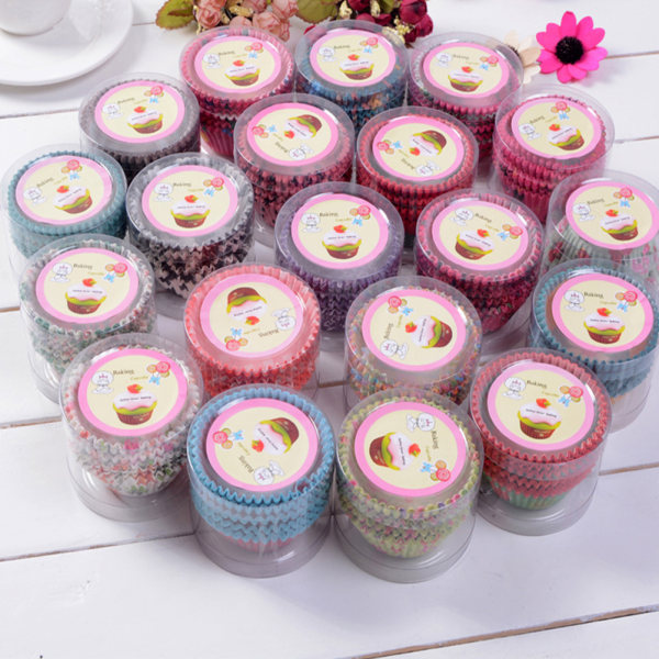 Slumpmässigt 100 st Cupcake Liner Bakning Cups Cupcake Form Paper