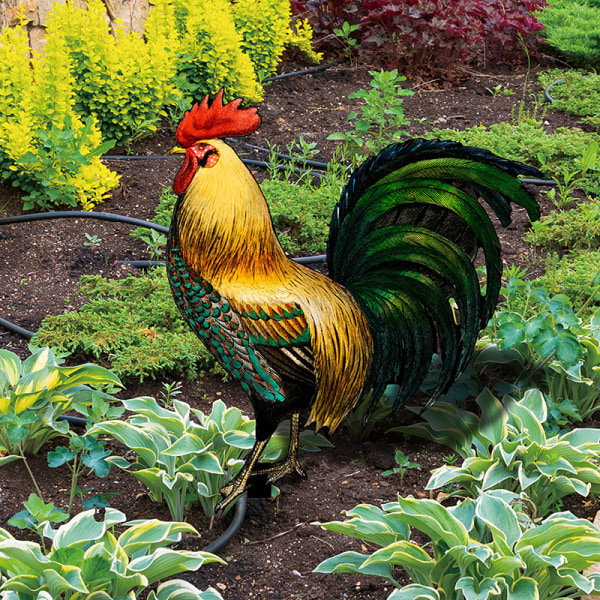 Tuppstaty 2D kycklingskulptur för trädgårdsinredning