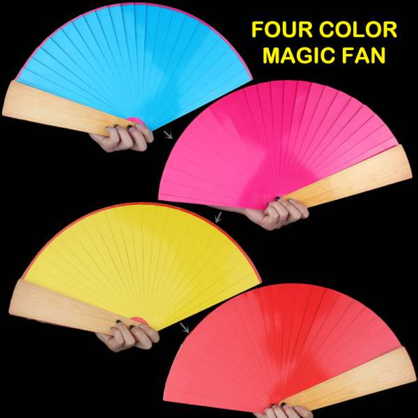 Fire farger Magic Fan Dobbeltsidig Fargeskiftende Stage Fan Clos Four color fan