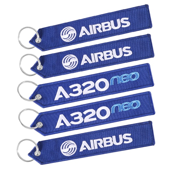 Airbus-avaimenperä puhelinhihnat, kirjonta A320 Aviation avaimenperä LIGHT BLUE