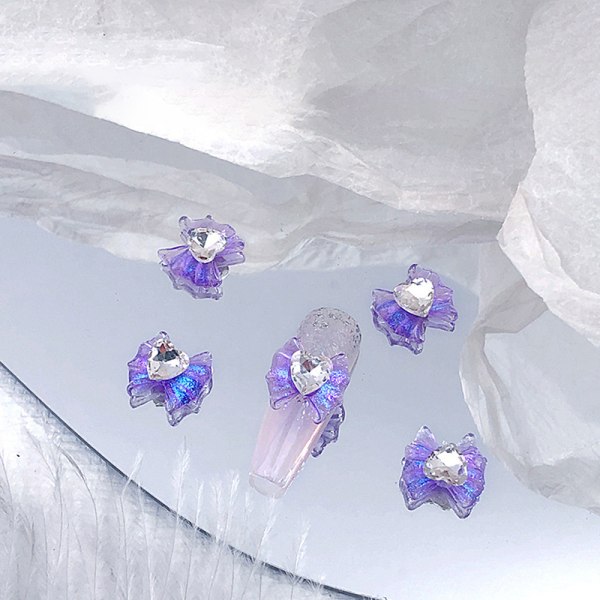 10PC Sløyfe Fin Glitter Aurora Symphony Super Flash Diamond N Purple