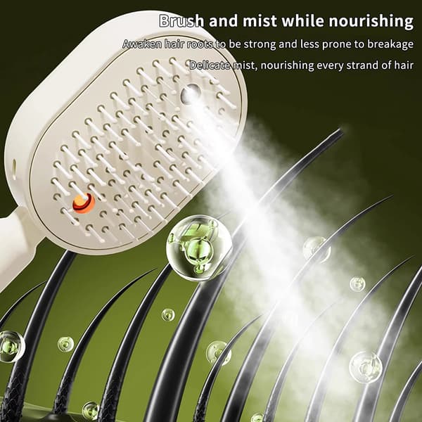 Elektrisk Spray Massagekam Hårmassage Skalpborste Vibration Beige