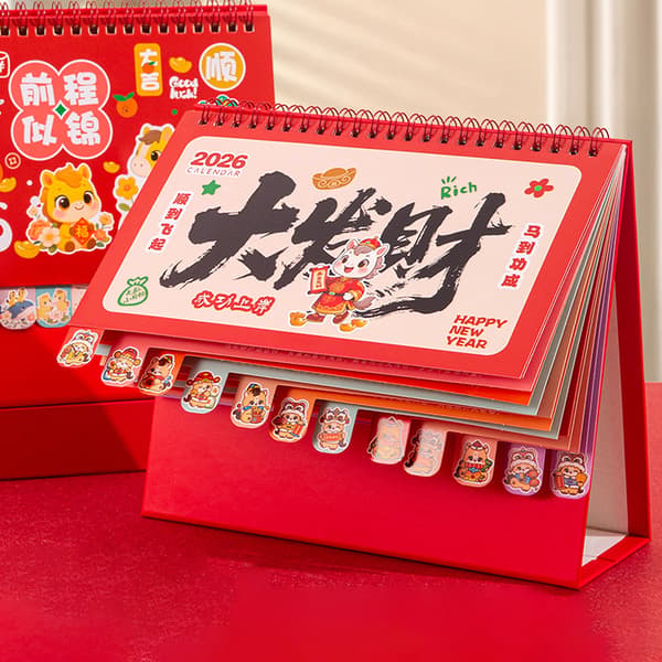 Stil 2026 Hest Panda Skrivebordskalender Spiralinnbinding Hesteår C A6