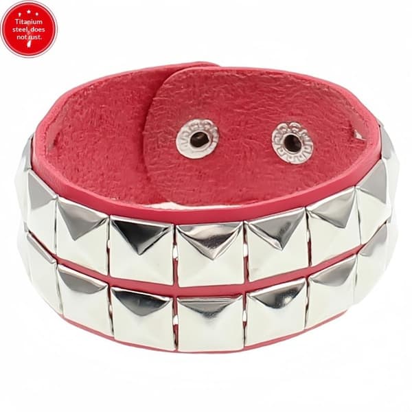 90-tals mode punkstil armband PU-läder tre rader spikar Br A2