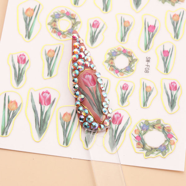 Sweet Tulips Nail Art Sticker Floral Nail Stickers For Girls Ma A5