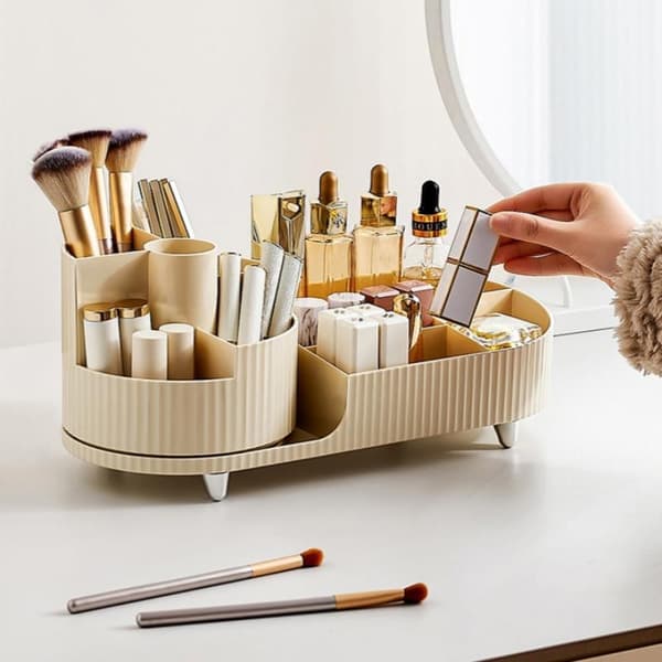 Stor kapacitet roterende makeup-organizer med opdelte rum A3