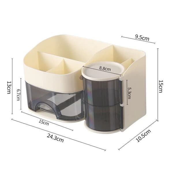 Makeup Organizer Med Gennemsigtig Skuffe Flere Rum F Beige