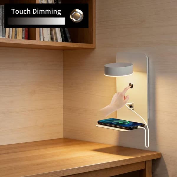 Soveværelse LED væglamper med USB-opladning væglampe til stue White