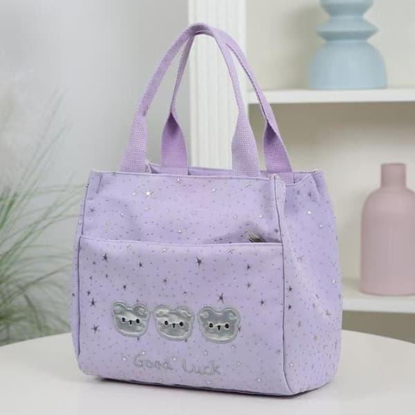 Bjørnehode-trykk Glitrende Stjerne Uformell Tote Bag Kontorarbeid Light yellow
