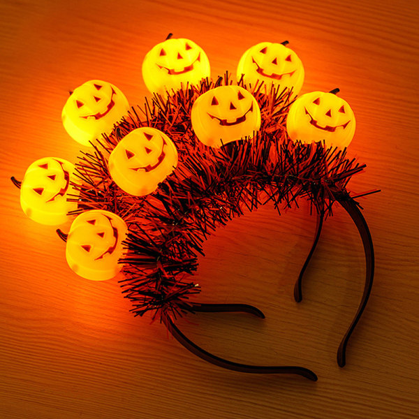 Halloween LED græskar pandebånd med 6 forskellige blinkende lys fc82 |  Fyndiq