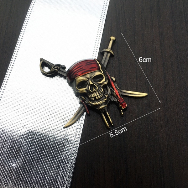 Car Styling 3D Metal Pirate Skull Emblem Badge Stickers Dekaler Gold