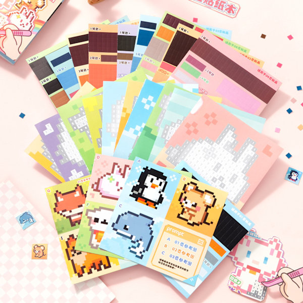 23 ark Pixel Coloring Sticker Book - Pärlkonst Djurtema DI A1