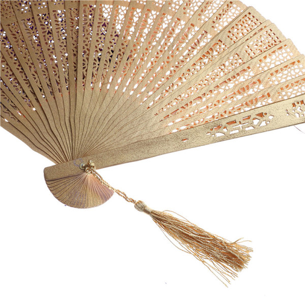 Mote Bryllup Hånd Duftende Fest Utskjært Bambus Folding Fan Green