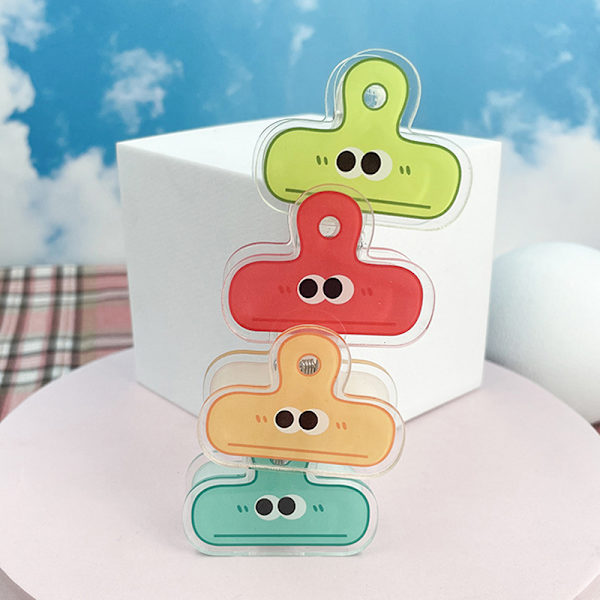 Flerfärgad e Face Akryl Binder Clip Planner Clips Pappersklämma A1
