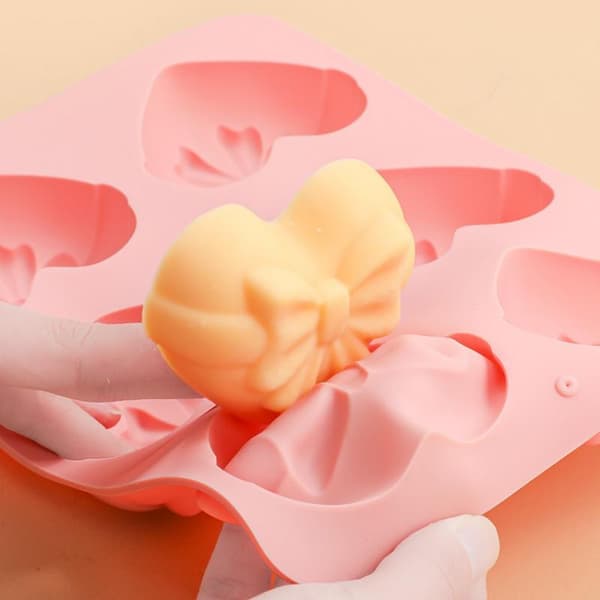 Hjerte sløjfeform slik kage chokoladeform 3D fondantform silikone Pink