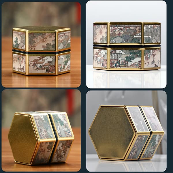 Hexagonal Tinplate Opbevaringsboks Lufttæt Beholder Tank Etui til StyleE S