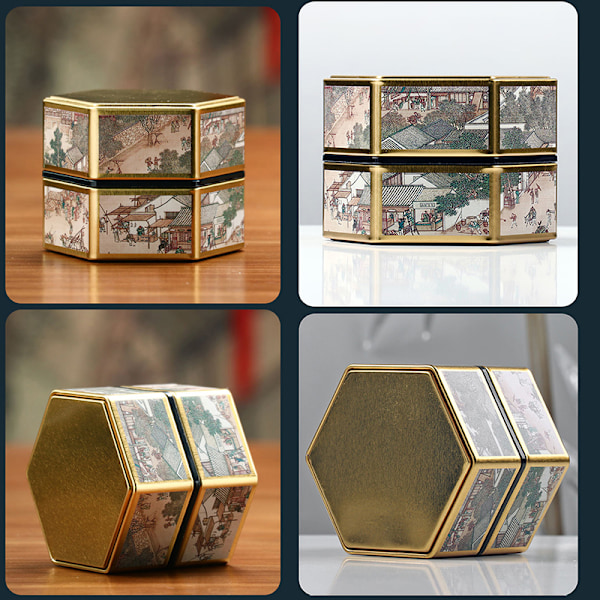 Hexagonal Tinplate Oppbevaringsboks Lufttett Beholder Tankveske for StyleE S