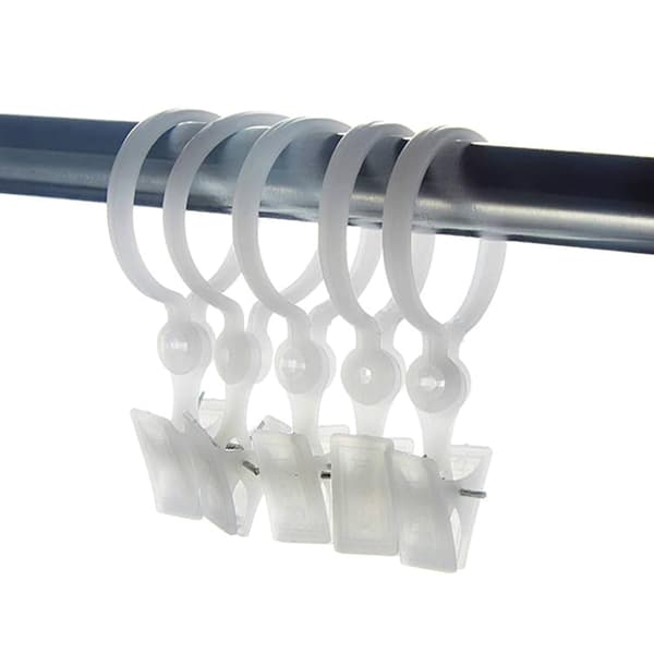 10 stk. plastgardinklips i hvitt