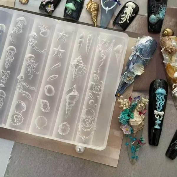 Tecknad Lejondans Nagelkonstform Ocean Silikon Relief 3D Nagel A2