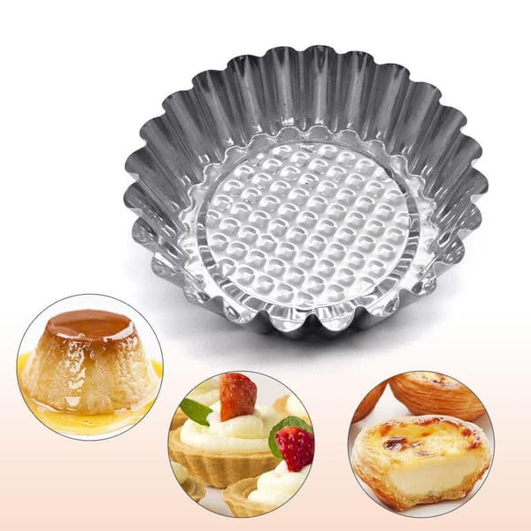 Genanvendelige æggetærteforme i aluminium, non-stick, perforeret bund 12PCS