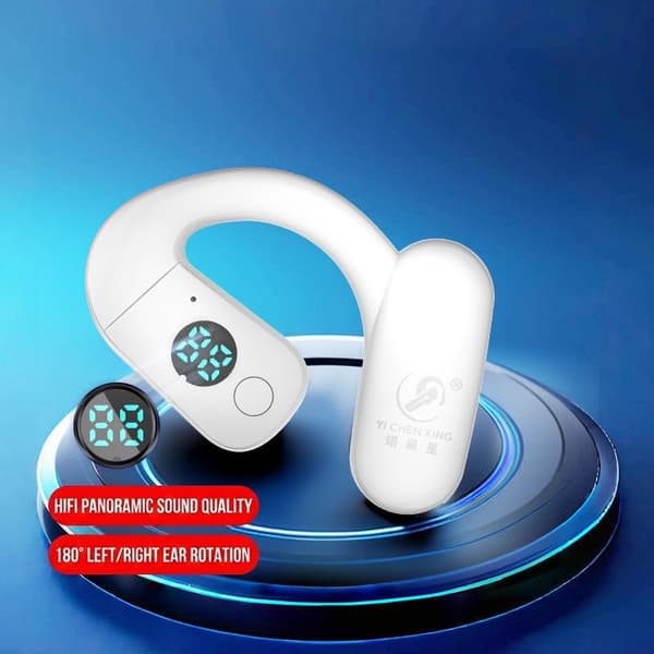 Bluetooth 6.0 Hodetelefon TWS Trådløs Ørekrok Hodetelefon HiFi Ste Black