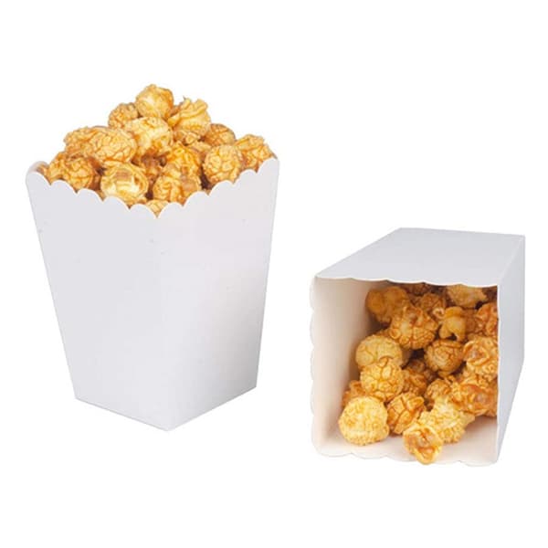 10 stk. Popcorn Snack Box Engangs Snack Beholdere Papir Chic White